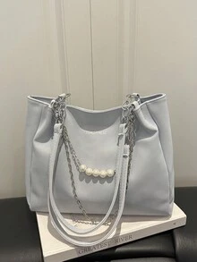 2026 New Cross-Border Women's Bag, Versatile Commuter Textured Pearl Chain Large Capacity Casual Shoulder Tote Bag - Multicolor - View 7