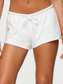 Women Low Rise Sweat Shorts Casual Y2k Drawstring Low Waisted Lounge Shorts Summer Cute Gym Running Shorts Sweatshorts Yoga Running Beach Vacation Micro Shorts Casual Wear - 白色 - 查看 4