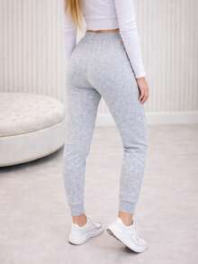 Women's High-Waisted Jogger Pants - Warm, Soft, And Comfortable - Grey - View 2