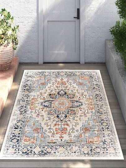 1 pieza Alfombra estilo bohemio roja, alfombra de terciopelo, decoración de habitación, antideslizante y duradera, aislamiento acústico, suave y amigable con la piel, fácil de limpiar, felpudo de entrada, alfombra para sala de estar, alfombra para dormitorio, alfombra de baño, alfombra lavable, decoración del hogar, decoración de piso, protección de piso