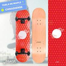 MUSA Patinetas Skate de Madera con Llantas Negras Aesthetic Patinetas Skateboard de Madera de Maple Ideal para Patinadores Nivel Principiante y Avanzado Patineta con Diseño - Japon Llanta Negra - Ver 2