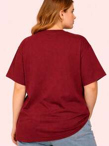 Women's Plus Size Plain Crew Neck T-Shirt, , Oversized, Funny Capybara Meme, Gym Top - Redwood - View 3