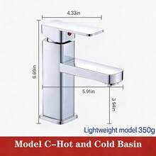 家用冷热水控制水龙头，纤薄设计，350克，现代简约风格，带防溅罩 - 彩色 - 查看 13