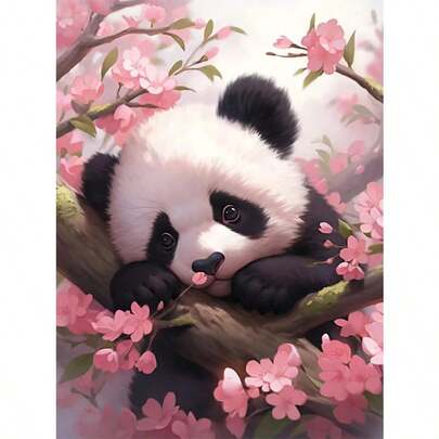 1件套DIY熊猫图案5D钻石画套装，尺寸：[30*40厘米/11.8*15.7英寸] [40*50厘米/15.7*19.7英寸]，适合成人初学者DIY马赛克钻石画，全钻手工爱好，适用于客厅、卧室、办公室墙面装饰画，是送给家人和朋友的惊喜礼物，无框。