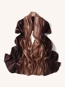 1pc Women's Ombre Striped Pleated Scarf, Fashion Versatile Silk Shawl Hijab - Multicolor - View 20