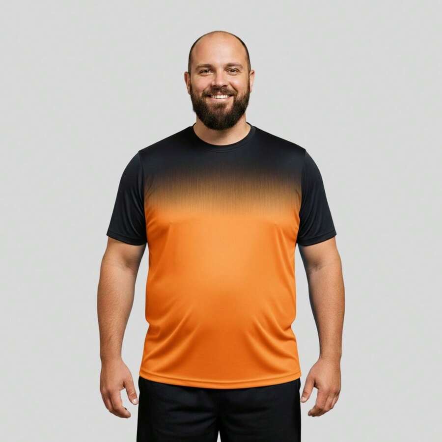 Men's Short Sleeve T-Shirt With Sublimated Gradient Print, Basic Style, Plus Sizes G1 G2 G3, Various Colors, For Casual, Gym, Running, Workout, Party, Beach, Clubbing, Premium - trái cam - Xem 1