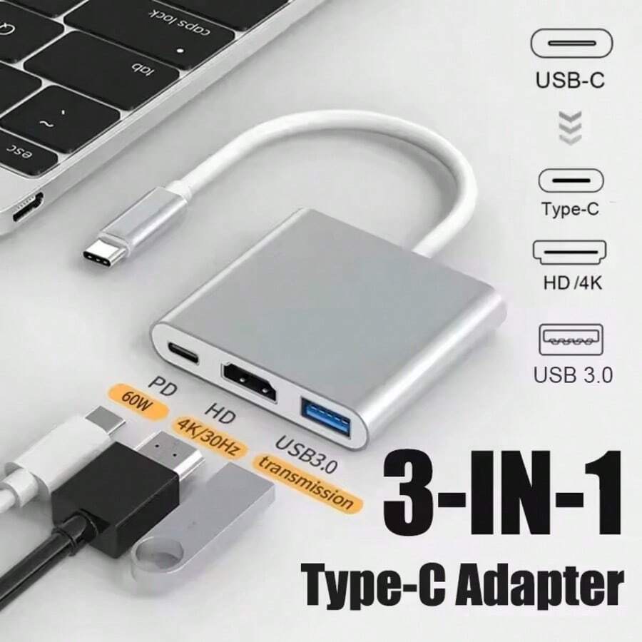 三合一 USB-C 转 USB 3.1 集线器，Type-C 充电适配器转换器，兼容三星 S23 Ultra/15/16/17、笔记本电脑等。 - 彩色 - 查看 1