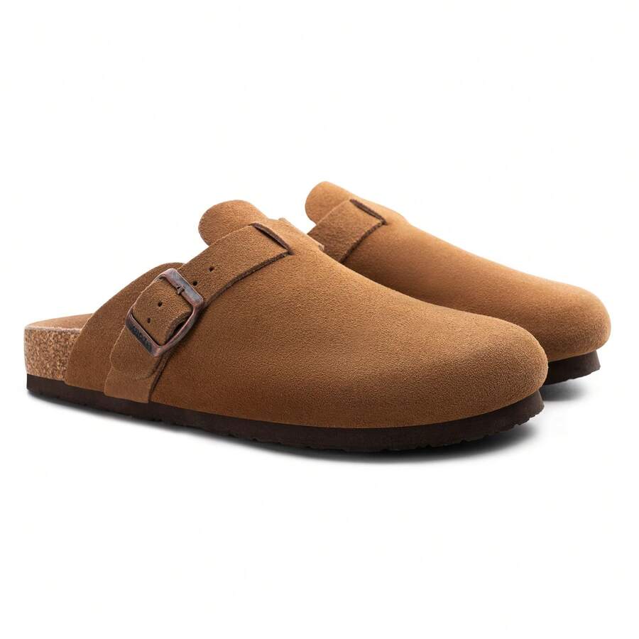 Men's Clogs With Arch Support Adjustable Strap Buckle Suede Round Toe Clogs Size 7-14 - Burnt Orange - View 1