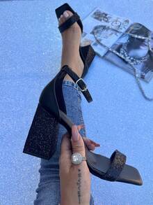 Women's Glittery Glamour Party Elegant Sandal 8.5 Cm - 黑色 - 查看 6