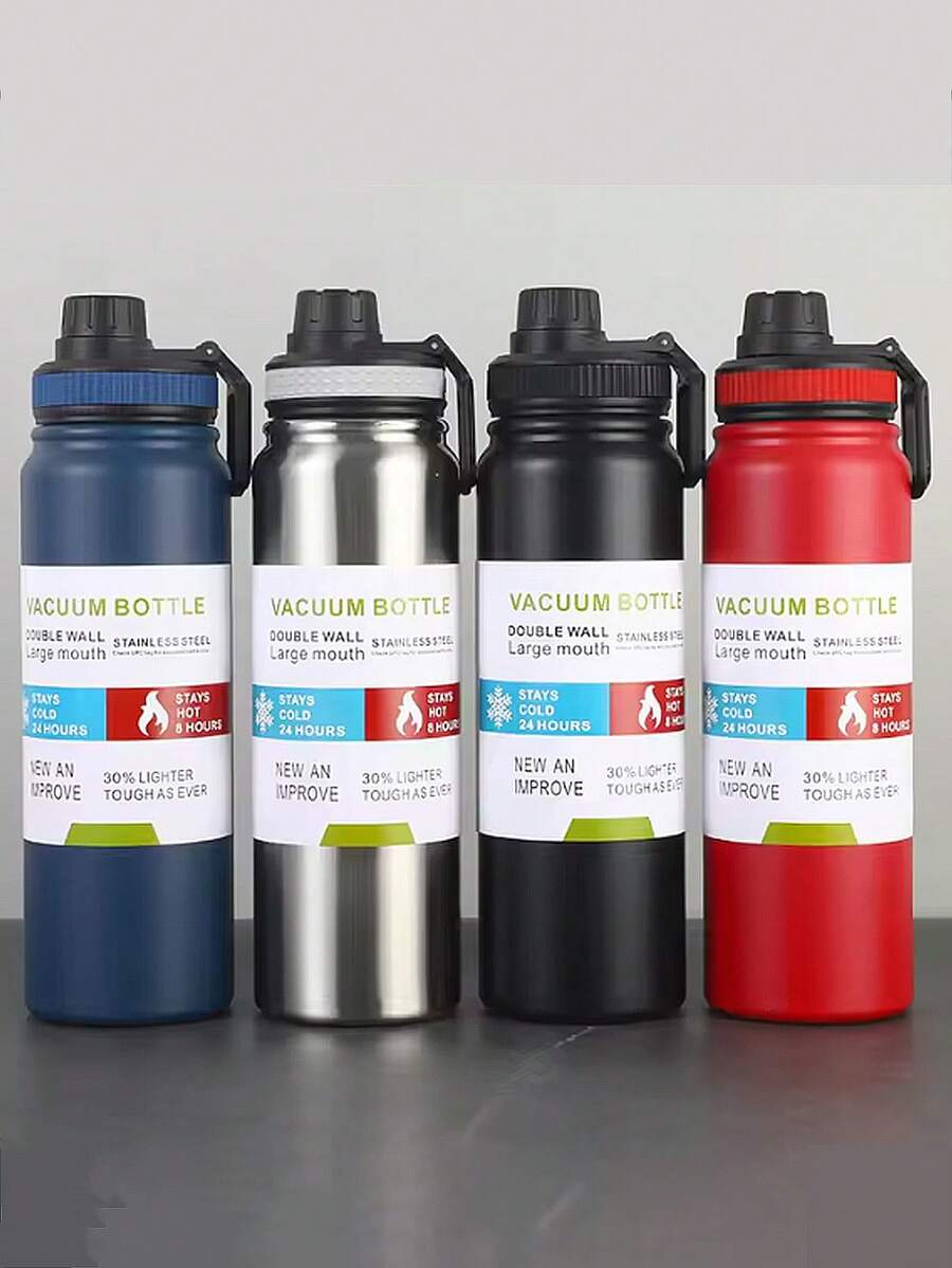 800/1000ml hochwertige Edelstahl Isolierflasche, große Kapazität tragbare Sportflasche mit Griff, Doppelschicht-Vakuumisolierung langanhaltend und auslaufsicher, ideal für Outdoor-Aktivitäten, Reisen, Radfahren, Fitness, Autofahren und alle Jahreszeiten. Flacher Boden und einzigartiges Design, perfektes Urlaubsgeschenk