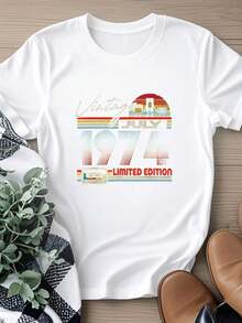 Maglietta da donna con stampa, 49° compleanno, luglio 1974, edizione limitata vintage a cassetta, maglietta/felpa 18279 - Bianco - Visualizzare 6