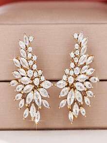 1 Pair Sparkling Women's Cubic Zirconia Stud Earrings Gorgeous Female Bridal Wedding Party Fashion Ear Piercing Accessories Jewelry - 白色 - 查看 5