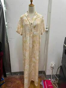 Hart & Haze 1pc Women V-Neck Comfortable Maternity Nightgown, Summer - Apricot - View 6
