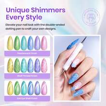 Beetles Pearl Gel Nail Polish, 6 Colors Shimmer Pearl White Pink Purple Mermaid Nail Drawing Spring Gel Polish - 6 Colors Whispering Waves - 查看 4