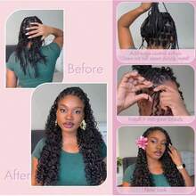 funky girl Feather Crochet Human Hair 16-22 Inch 60G Burmese Curly Knotless Pre‑Separated Invisible Crochet Bundles Lightweight Reusable Hair Extensions For Women Natural Black - Natural Black - View 7