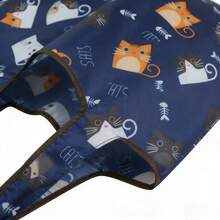 Bolsa de compras grande plegable e impermeable de tela Oxford 210D, bolsa de transporte ecológica y portátil para alimentos. - gato azul marino - Ver 3