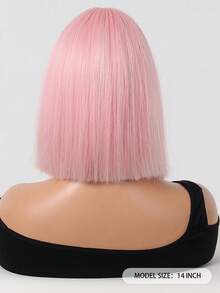 Pink Stright Bob Wig With Bangs- 12inch Synthetic Wigs For Women Heat Resistant Cosplay Colourful Synthetic Hair Wig High Temperature Hair For Women Holiday Daily Fashion Style Synthetic Hair Wig For Halloween And Christmas - 粉色 - 查看 6