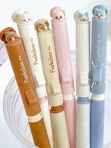 2/4支装新款猫咪主题按压式圆珠笔，0.5毫米黑色速干可爱猫咪圆珠笔，创意学习及办公用品，适合爱猫人士，学校、办公室、派对及节日礼物 - 均碼 - 查看 1