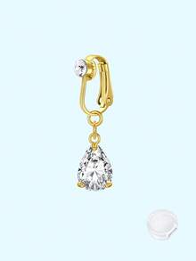 一套带硅胶垫的假肚脐环，夹式肚脐环，无需穿孔即可佩戴，不锈钢闪亮锆石假耳软骨夹式耳环，适合女性和女孩 - Non Piercing Jewelry - 查看 10