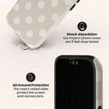 GIIPPA 二合一哑光米色底白色波点手机壳，适用于 17/16/15/14/13/12/11 Pro Max/Pro Plus/12 Mini/13 Mini，也适用于 Galaxy S26 S25 S24 S23 S22 S21 Plus Ultra - 米色 - 查看 5