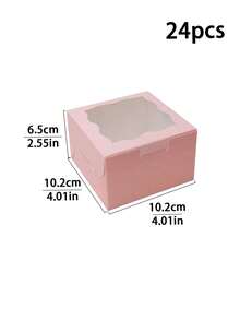 24pcs Wavy Window Bread Boxes, 4*4*2.5in Cookie Boxes With Window, For Cakes, Chocolates, Cookies, Party, Birthday, Easter, Holiday, Gift Packaging, Tart Packaging - 4425 Wave - View 15