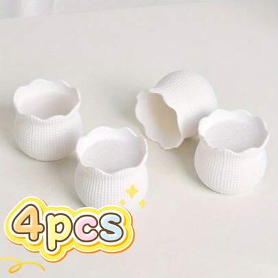 4件套陶瓷外观迷你花盆套装 - 小巧精致，适合人造多肉植物和室内装饰，园艺礼品