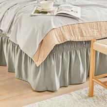 VOLTITO 1pc Elastic Bed Ruffle - Easy Wrap Around Ruffle - Microfiber Bed Skirt With Adjustable Elastic Belt 15 Inch Tailored Drop - Hotel Quality Bedskirt, Fade Resistant (T/F/Q/K) - Xám - Xem 13
