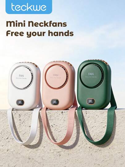 Teckwe 可充電2000mAh無葉迷你風扇，掛頸式設計，解放雙手，配有可調式掛繩和支架，3檔風速，適合露營、海灘、旅行、返校季、戶外夏季使用，是一款實用降溫風扇。