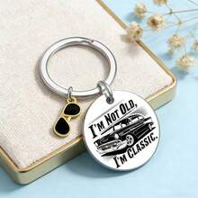 1pc Vintage Classic Checkered Pattern Car Key Chain, Personalized Gift For Father's Day, Car Enthusiasts - Multicolor - View 4
