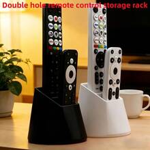 Dual Remote Control Holder, Can Hold 2 Remotes. Minimalist Black And White Color Scheme. Suitable For TV, Air Conditioner, Lighting Remotes And Office Supplies. Practical Desktop Organizer. - Remote Control Storage Box - View 2