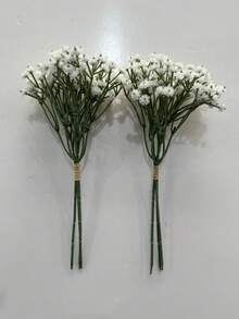 12/6支仿真满天星花，白色满天星，婚礼装饰，花束，触感逼真，适用于家居和办公室装饰、插花、人造中心摆件、户外花园和庭院装饰、婚礼生日新娘礼物派对装饰 - 白色 - 查看 12