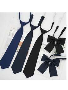 2pcs/Set Women's Fashion Solid Color Black/Brown/Red/Green/Navy Blue JK School Style Tie Set, Suitable For Daily School Shirt Matching - Multicolor - View 3