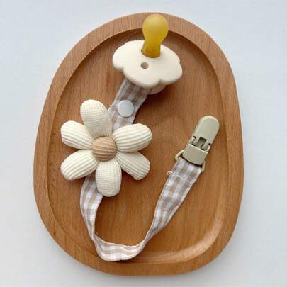 1pc Cloth Flower Pacifier Clip Teether Holder (Pacifier Not Included), For Christmas