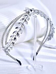 1pc Fashion Elegant Pearl Rhinestone Flower Bridal Headpiece Accessory, Suitable For Wedding Party Runway Stage Performance Women Hair Accessory Graduation Gift - Silver - View 12