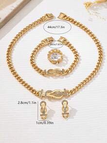Bộ trang sức hình học cao cấp 5 món, sang trọng, tinh tế, đa năng, đầy phong cách, phù hợp cho phụ nữ đeo hàng ngày hoặc làm quà tặng. - Vàng - Xem 2