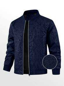 Suitable As A Father's Day Gift, Men's Outdoor Sports Jacket, Flight Jacket, Steel Stamping Phoenix Print Texture, Fashionable Versatile Pilot Jacket - Navy Blue - View 2