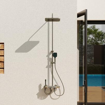 ECACAD 4-In-1 Outdoor Shower System With Rain Shower, Handheld Shower, Bidet Sprayer & Tub Spout, Height Adjustable Shower Set With 59" Hose For Patio, Poolside And Bathroom