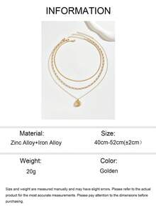 3pcs/Set Simple Versatile Round Pendant Necklace, Gold Plated Handmade Cute Short Clavicle Chain, Multi-Layer Necklace For Women, Suitable For Casual Daily Wear. Handmade Chain Length Can Be Customized. - Gold - View 4