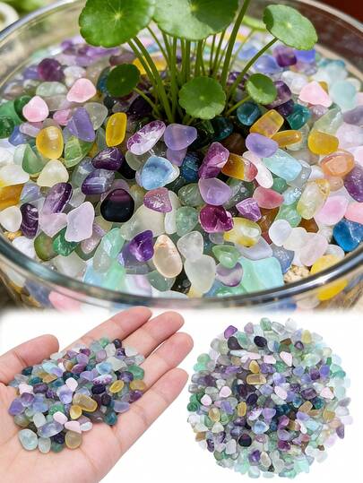 0,22 lb Sỏi Fluorite cho bể cá, Mảnh tinh thể thạch anh, Đá cuội đánh bóng bán sỉ dùng cho đồ thủ công, lấp đầy bình hoa, cây mọng nước, chất nền bể cá, vườn cổ tích tự làm, hộp đựng bằng thủy tinh, trang trí cây trồng trong chậu, đồ thủ công tiểu cảnh.