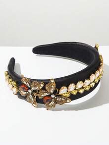 新款欧美复洛克风格镶满水钻的宽檐发箍，适合女士搭配正式礼服出席派对等场合，也可作发箍或发圈使用。 - FG705-黃色 - 查看 2