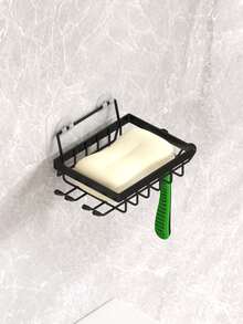 1/2 khay đựng xà phòng nhà tắm, giá đỡ xà phòng hình chữ nhật treo tường có lỗ thoát nước, thiết kế dễ thoát nước, không cần khoan, phụ kiện nhà tắm - Nhiều màu - Xem 7