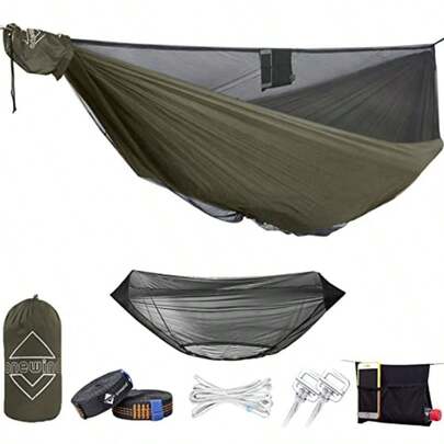 onewind Hamaca de camping de 12 pies con mosquitero Ridgeline doble hamaca portátil ligera grande nailon Ripstop duradera con 2 correas de árbol de 12 pies para camping senderismo mochilero