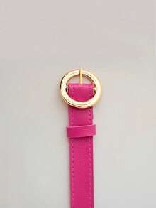 Women's Belt BOLINHA Gold Metal Synthetic Leather Minimalist Fashion Blogger Unisex Daily Use Simple Casual 2024 Popularity Beautiful Season Black White Brown Caramel Pink Current Size Stitched Occasional Versatile Decorative Vintage - 玫紅色 - 查看 2