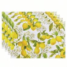 1pc/4pcs/6pcs Vintage Lemon Pattern Linen Placemats, Suitable For Dining Table, All Season Decor, Modern Washable Table Mats, Room Decor, Coasters, Kitchen Dining Placemats, Party Decor, Home Decor, Ideal Gift - Multicolor - View 17