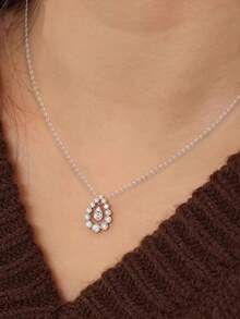 1件浪漫立方氧化锆项链吊坠，女士情人节礼物，结婚首饰 - 1# - 查看 5