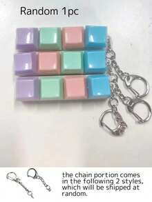 1个减压钥匙扣，键盘按键设计，成人指尖玩具，按压式钥匙圈，舒缓压力，集中注意力，放松身心 - 彩色 - 查看 8