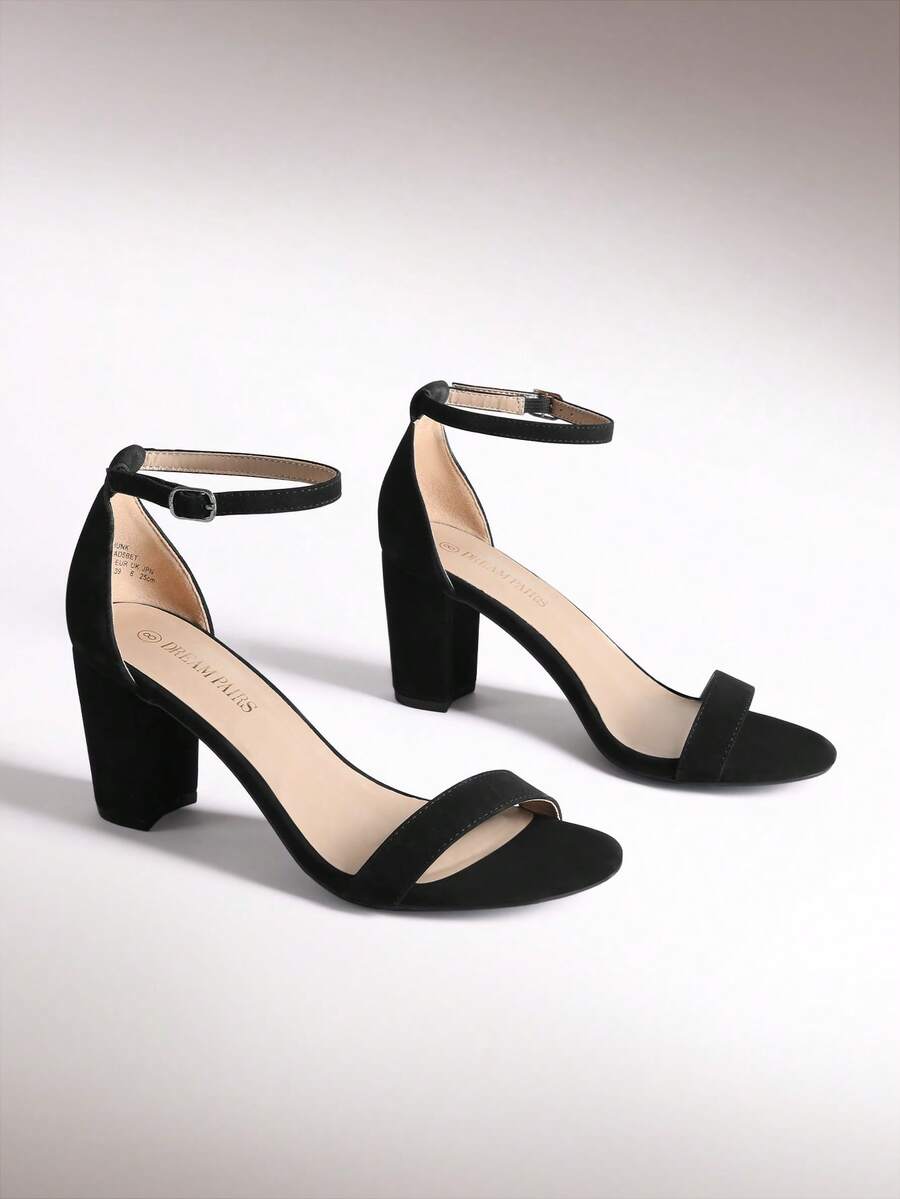 Women's Ankle Strap Low Heel Pump Sandals - Open Toe, Chunky Block Heel, Comfortable Summer Shoes With Adjustable Ankle Strap For Casual And Formal Wear - 黑色 - 查看 1