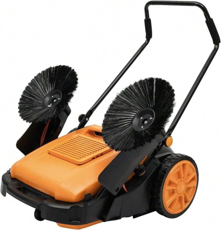 41in Walk-Behind Push Floor Sweeper,Outdoor Lawn Sweeper With Adjustable Handle &Amp; 5-Gear Brush,Manual Hand Push Broom For Warehouse, Factory, Home, Heavy-Duty ABS Commercial Sweeper - Trắng - Xem 1