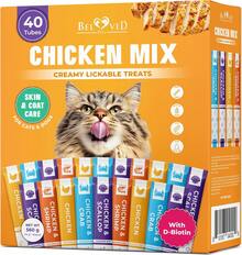Beloved Pets Creamy Lickable Cat Treats & Wet Food Squeeze Tubes – Liquid Kitten Snacks, Skin & Coat Support, Vitamin-Enriched Treats For Cats & Small Dogs, Lick Up 40 Chicken Mix - 磅 - 查看 9