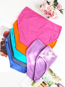 6 High Waisted Printed Underwear, Cute And Comfortable Medium Stretch Close Fitting Underwear, Breathable, Soft, And Comfortable, Suitable For Women's Underwear And Underwear Wearing In Spring And Summer - 彩色 - 查看 3